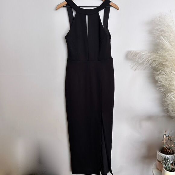 Nicholas Sleek Ponti Split Gown Black - Picture 1 of 13